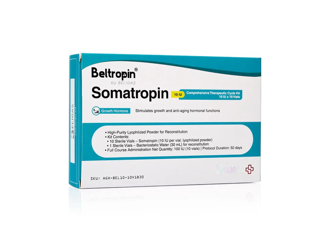 Beligas Pharmaceuticals Somatropin 10 IU, 10 IU · Vial · Gesamtpackung: 100 IU